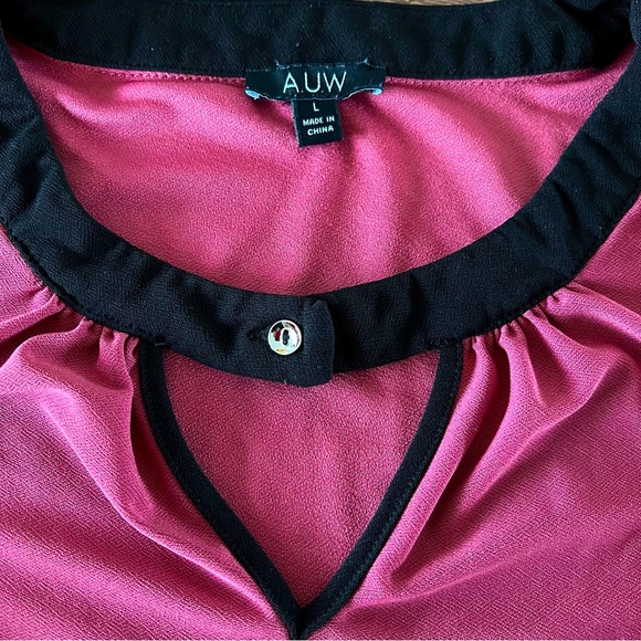 AUW Pink and Black Blouse size large - Picture 1 of 5
